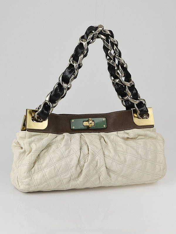 Marc Jacobs Ivory Quilted Leather Colorblock Mika Bag Marc Jacobs Ivory Quilted Leather Colorblock Mika Bag