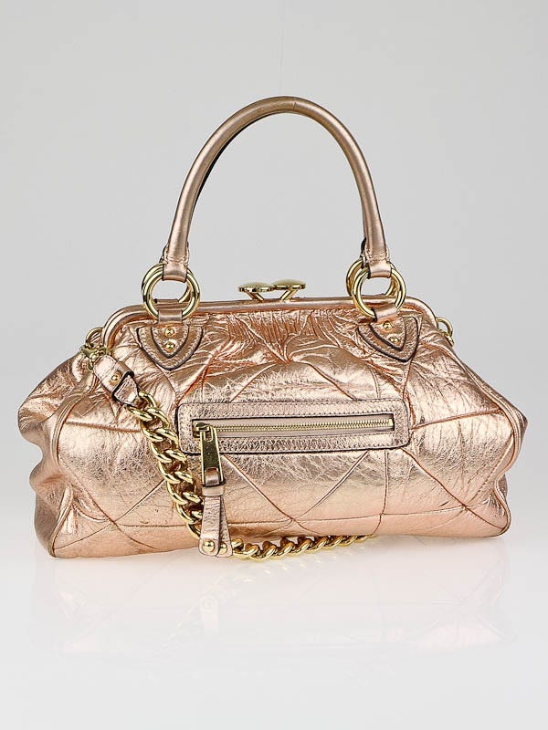 Marc Jacobs Blush Metallic Quilted Patchwork Leather Stam Bag