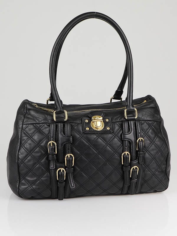 Marc Jacobs Black Quilted Leather Damen Bowler Bag