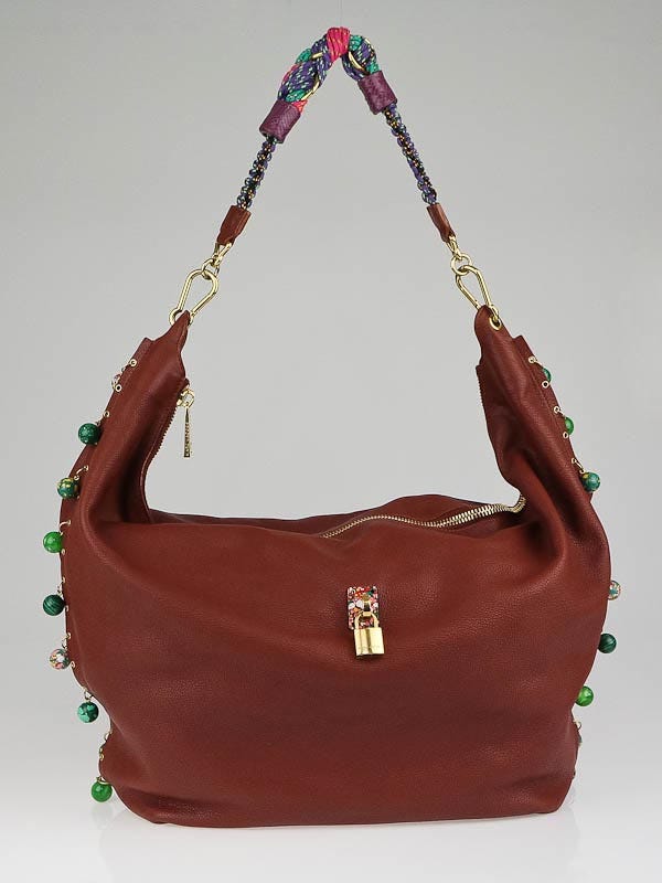 Marc Jacobs Rose Leather Multibead Daisy Hobo Bag