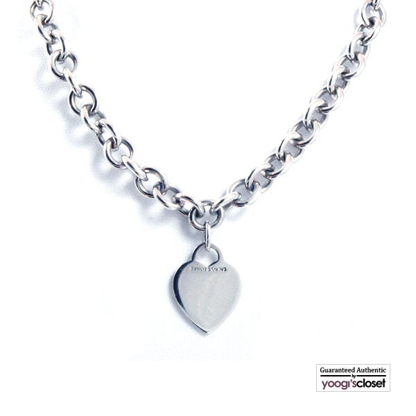 Tiffany & Co. Silver Heart Tag Charm Necklace