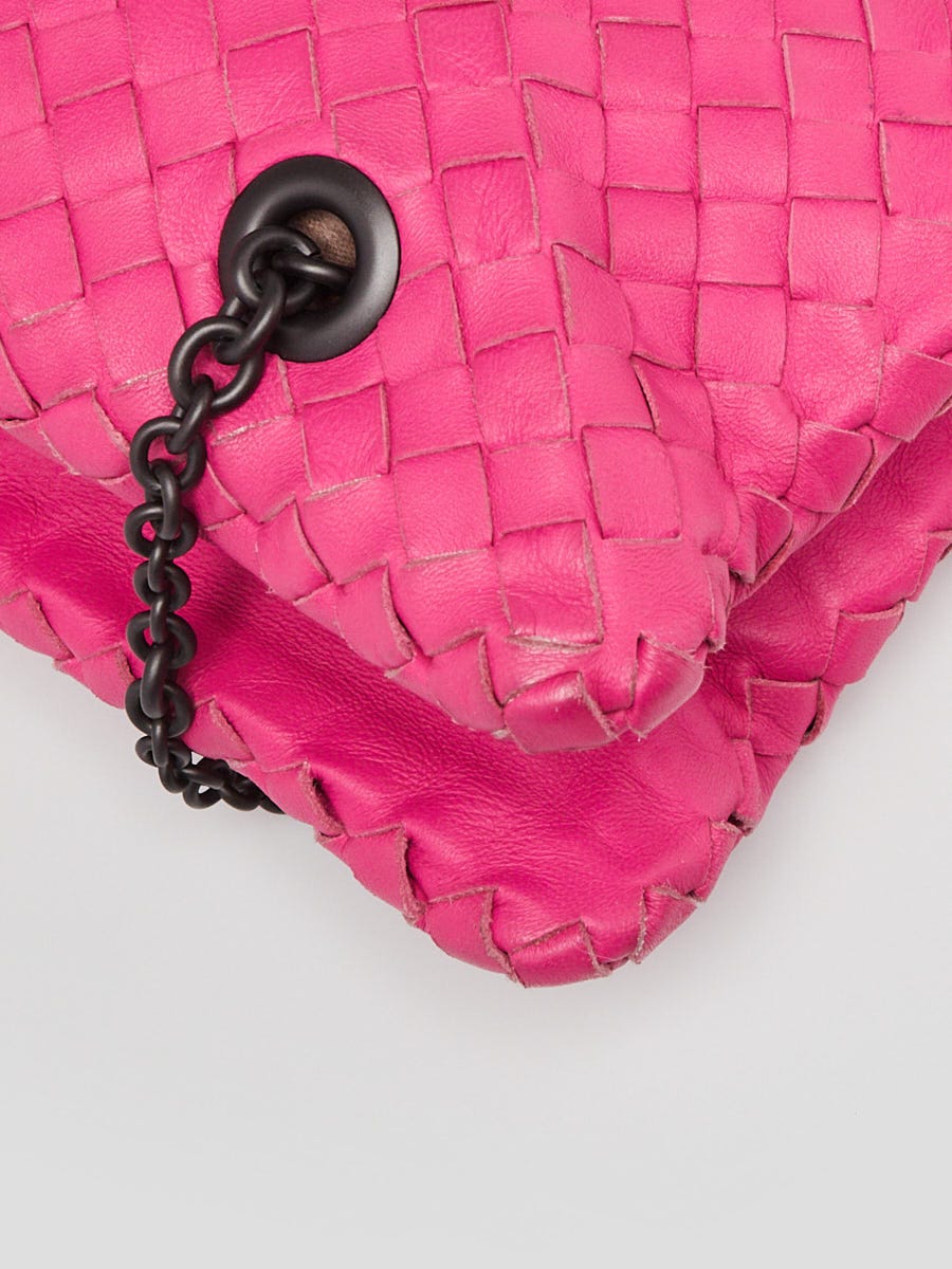 Bottega Veneta Pink Nappa Leather Maxi Weave Small Cassette