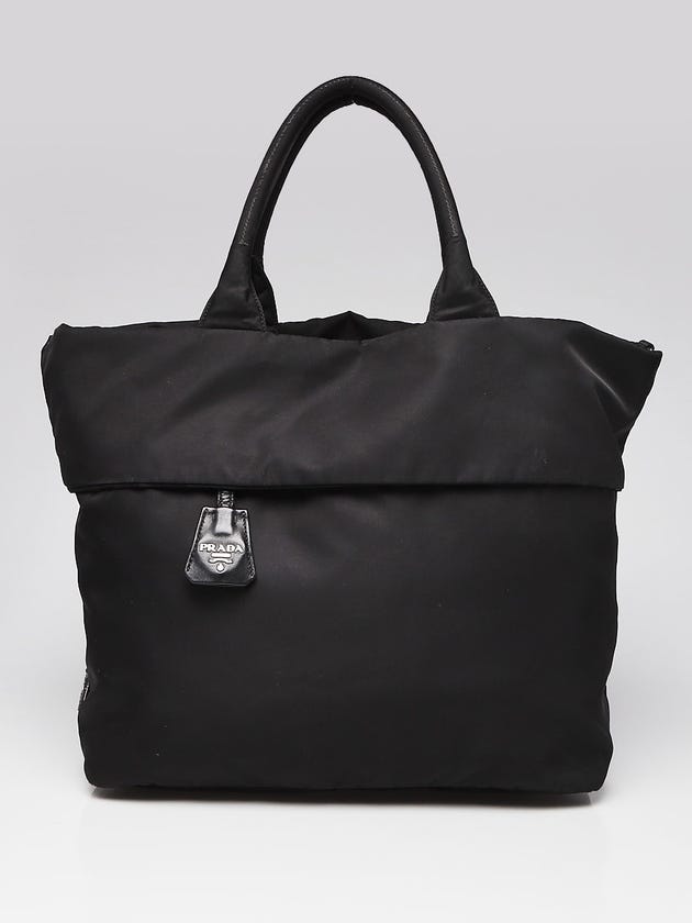 Prada Black Nylon Double Handle Tote Bag