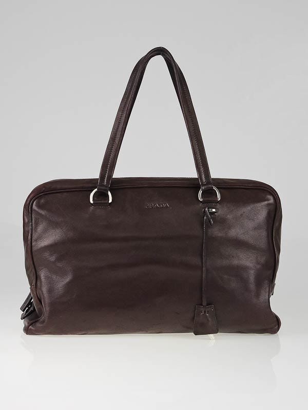 Prada Burgundy Leather Large Satchel Bag