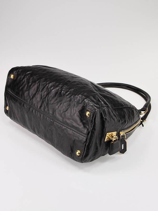 Prada Black Antique Nappa Bauletto Shoulder Bag BR4402 | Yoogi's