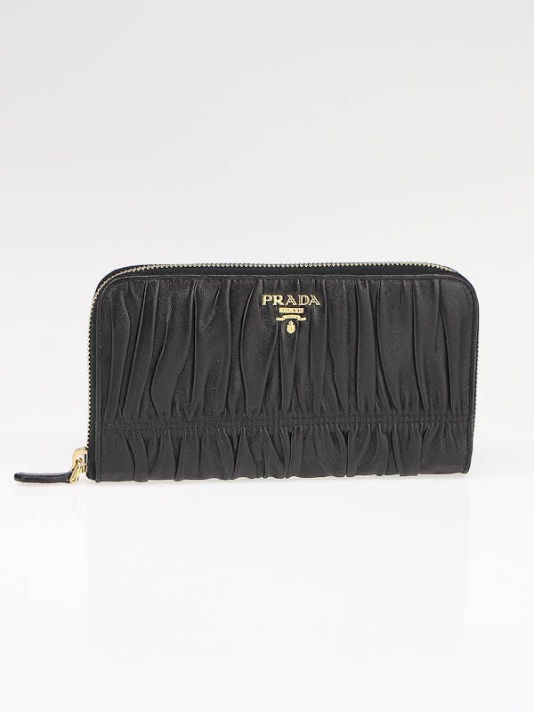 Prada Black Nappa Leather Gauffre Long Zippy Wallet 1M0506