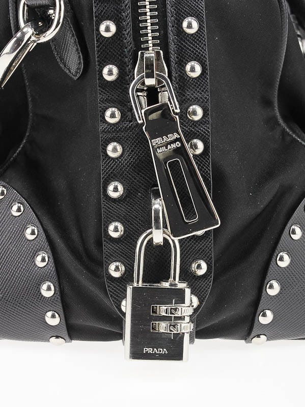 Prada Black Nylon Trunk Studded Doctor's Bag BL0463 Prada Black Nylon Trunk Studded Doctor's Bag BL0463