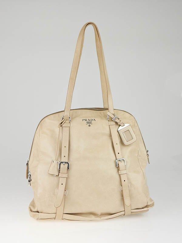 Prada Beige Leather New Look Tote Bag BL0499
