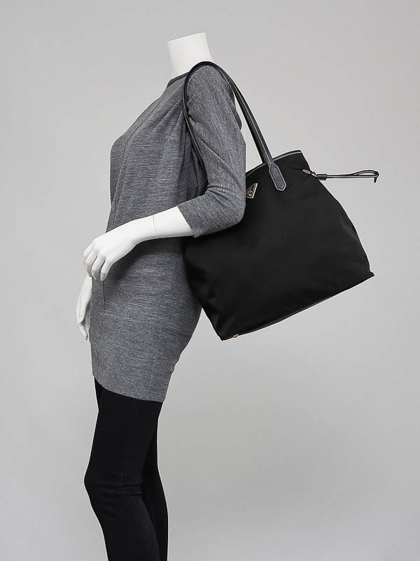 Prada Black Nylon and Saffiano Leather Large Tote Bag BR4662