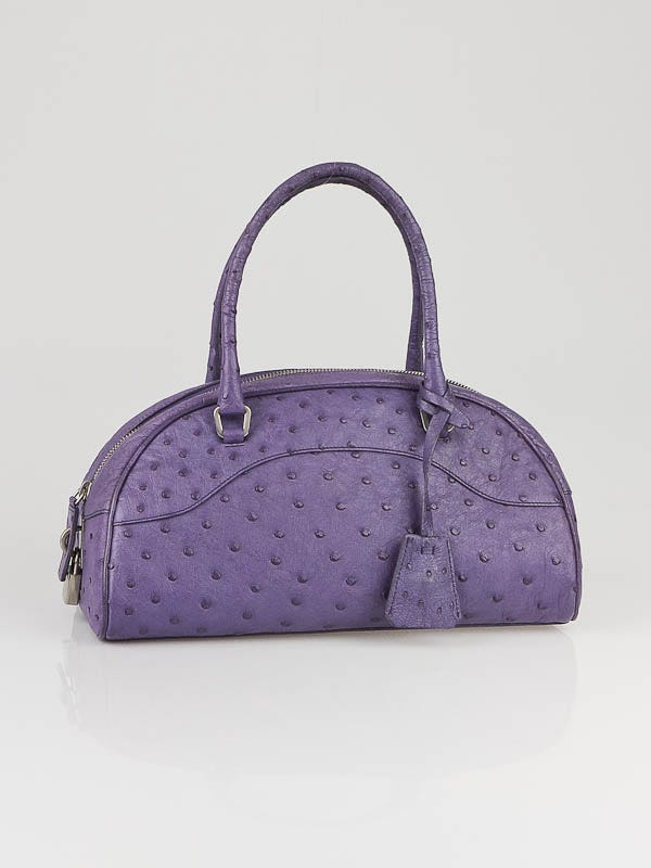 Prada Iris Ostrich Leather Bowling Bag B10586 | Yoogi's Closet