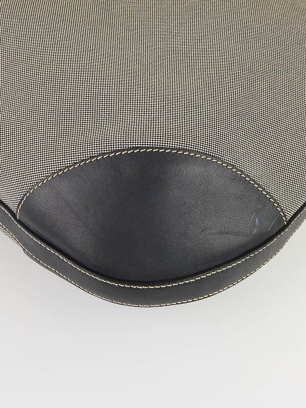 Prada Navy Blue Canvas Jacquard Logo Shoulder Bag | Yoogi's Closet