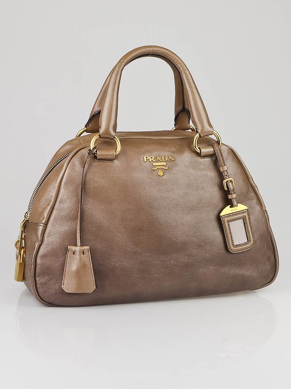 Prada Blond Mordore Glace Leather Bauletto Bag BL0551