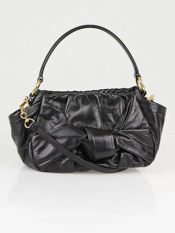 Prada Black Leather Dressy New Look Shoulder Bag BN1642