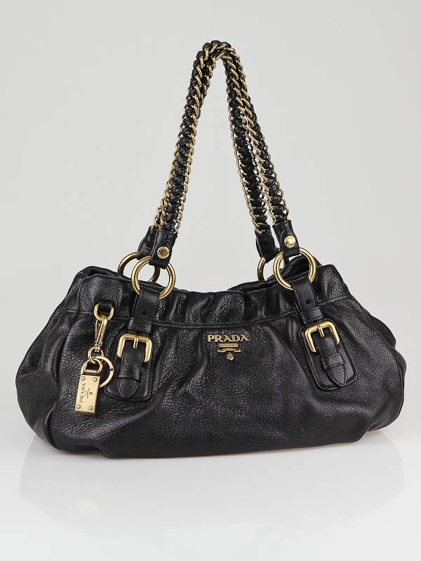 Black Prada Cervo Lux Chain Shoulder Bag