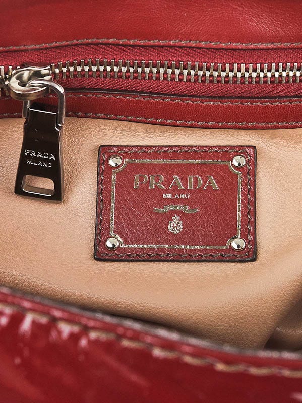 Prada Red and Camel Patent Leather Turn-Lock Flap Bag BR4590