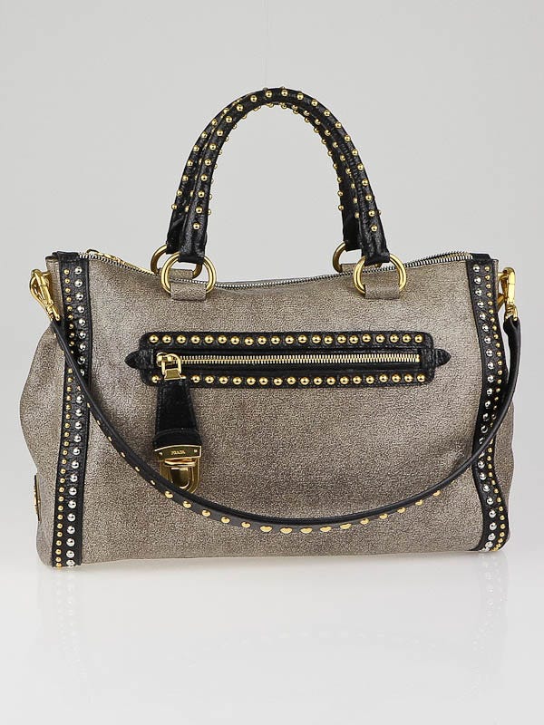 PRADA Talco Saffiano Leather Bauletto Bag