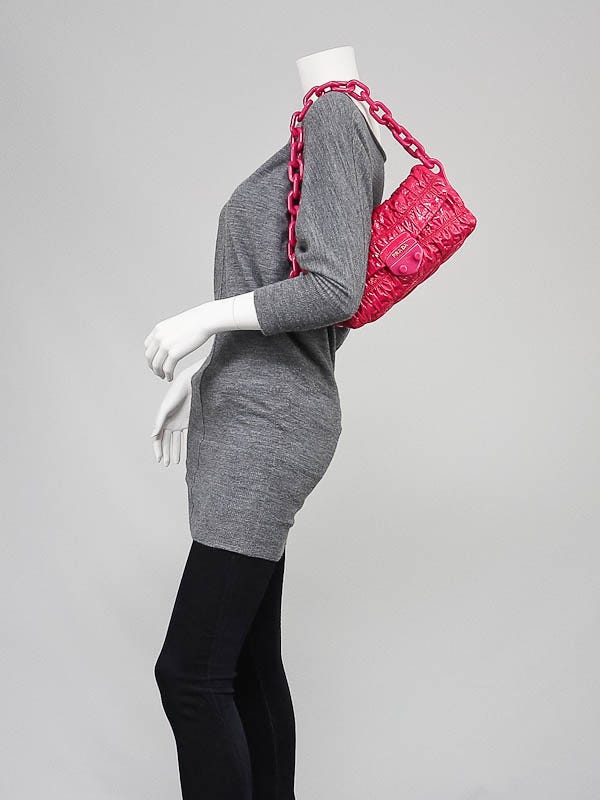 Prada Fuxia Patent Vernice Gaufre Flap Bag BR4130 | Yoogi's