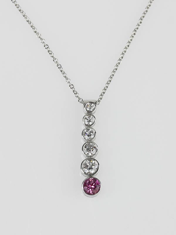 Tiffany & Co. Platinum Diamond and Pink Sapphire Jazz Graduated Pendant