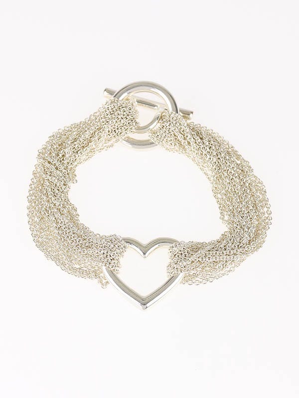 Tiffany & Co. Sterling Silver Multi-Strand Mesh Heart Bracelet