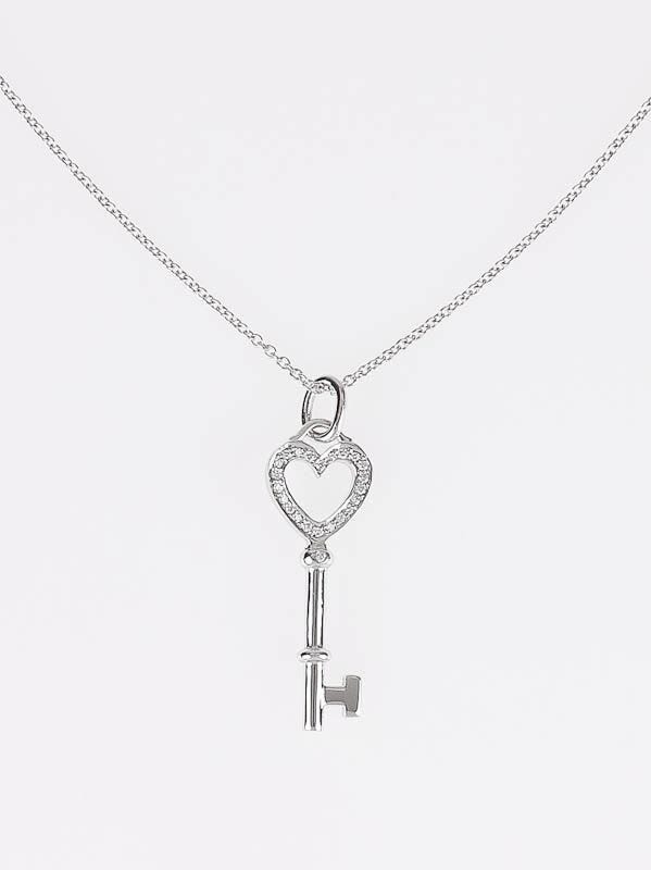 Tiffany & Co. 18k White Gold and Diamond Tiffany Keys Heart Key Pendant