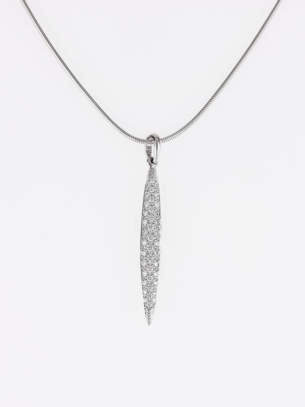 10K White Gold 0.10CTW Diamond Feather Pendant | Ben Moss Jewellers