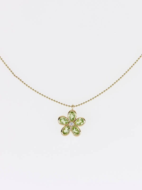Tiffany & Co. 18k Gold Green Topaz Garden Flower Pendant