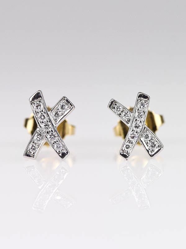 Tiffany & Co. Platinum and Diamond Paloma Picasso Paloma's X Stud Earrings