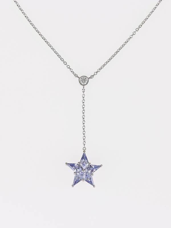 Tiffany & Co. Platinum and Blue Sapphire Star Drop Pendant