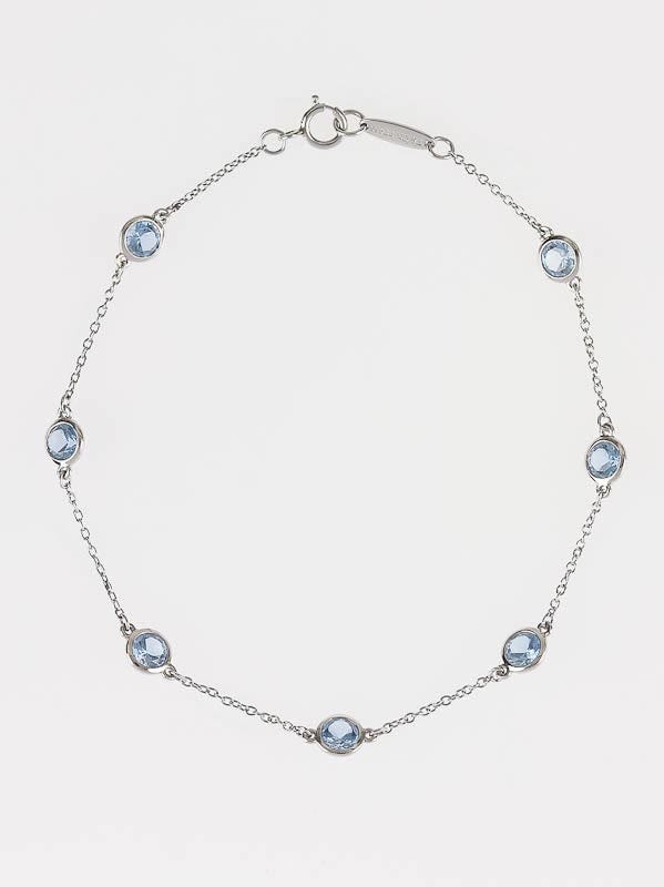 Tiffany & Co. Platinum and Aquamarine Elsa Peretti Color by the Yard Bracelet