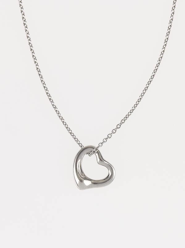 Tiffany & Co. Platinum Elsa Peretti Mini Open Heart Pendant Necklace