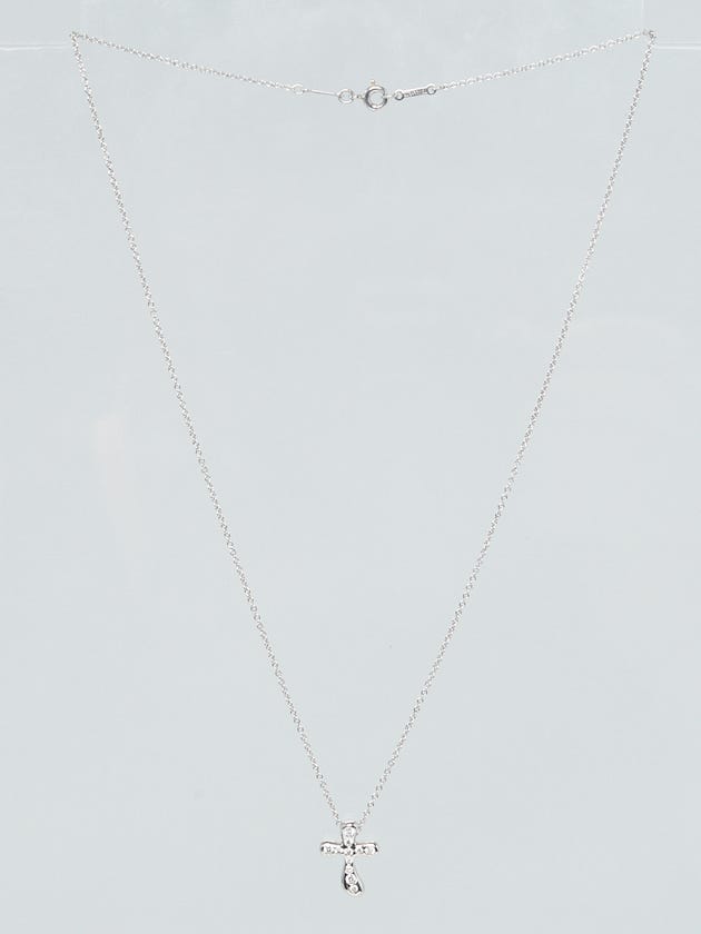 Tiffany
Co. Platinum and Diamond Elsa Peretti Small Cross Pendant Necklace