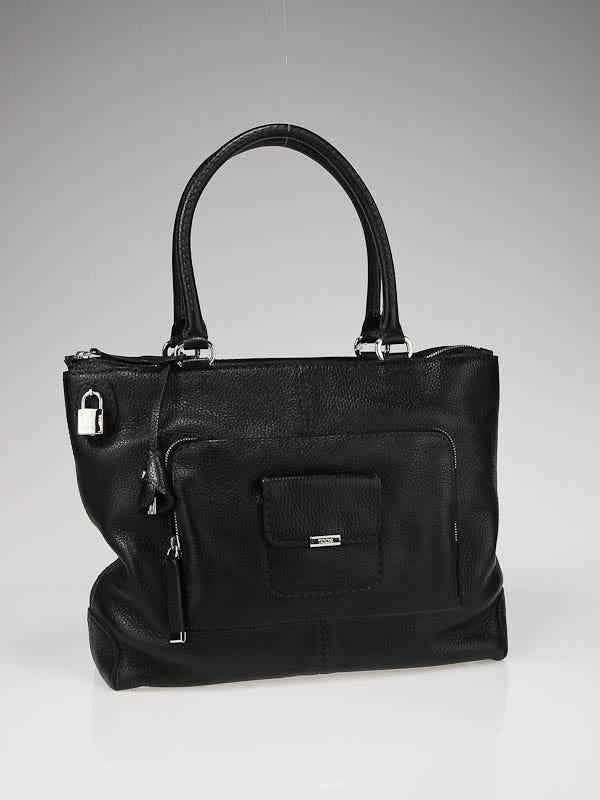 Tod's Black Leather Restyling Kate Shopping Tote Bag