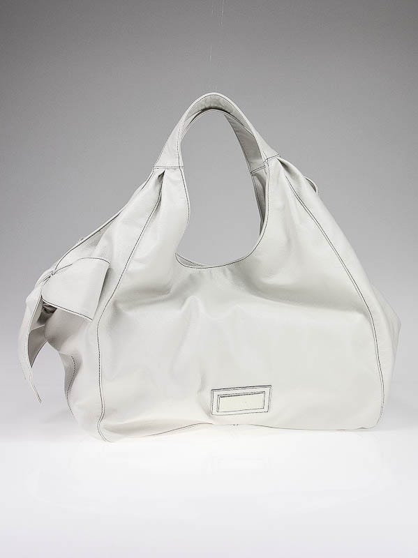Valentino Garavani White Crinkled Coated Canvas Large Nuage Bow Tote Bag