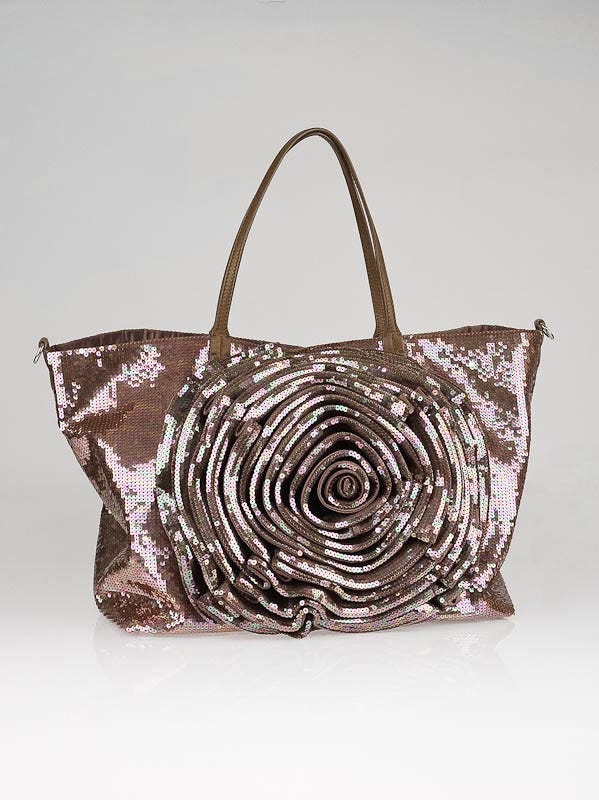 Valentino Bronze Sequin Petale Tote Bag