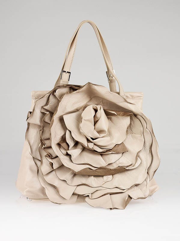Valentino Garavani Pale Pink Leather Petale Rose XL Frame Bag