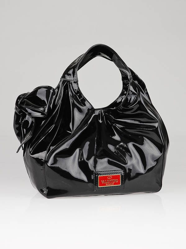 Valentino Garavani Black Coated Canvas Small Nuage Bow Tote Bag