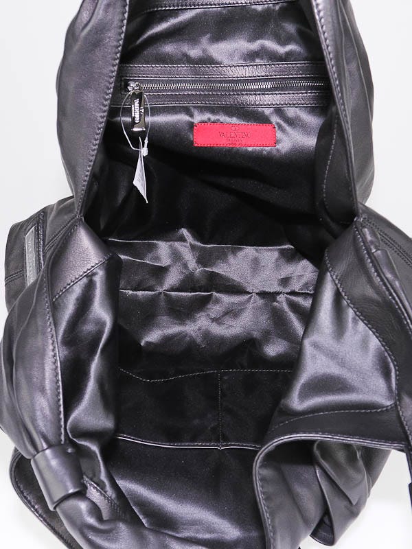 Valentino Garavani Black Nappa Leather Large Bow Hobo Bag
