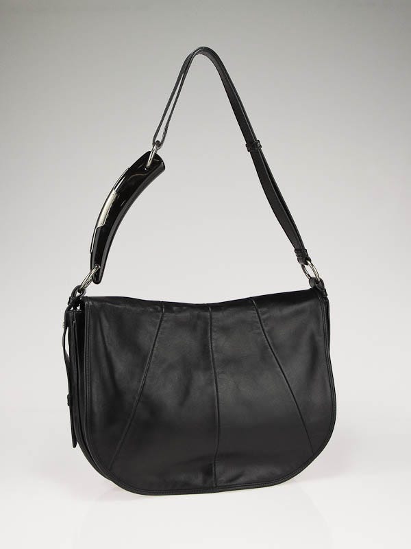 Yves Saint Laurent Black Lambskin Leather Mombasa Horn Shoulder Bag
