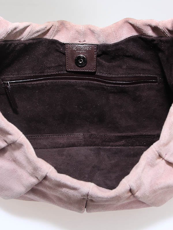 Yves Saint Laurent Pink Suede Mombasa Horn Bag - Yoogi's Closet