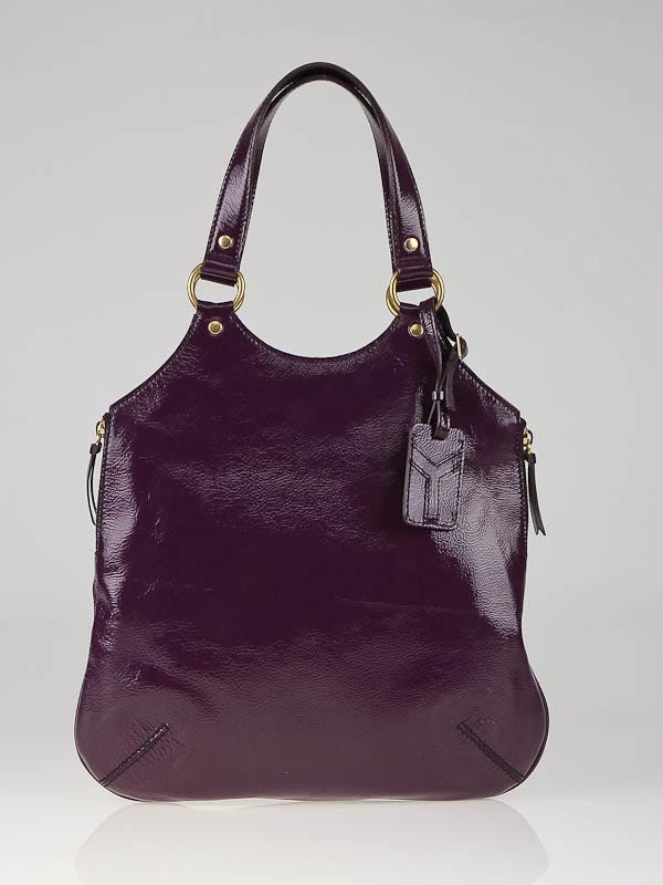 Yves Saint Laurent Purple Patent Leather Small Tribute Bag