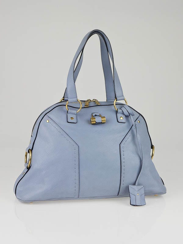 Yves Saint Laurent Light Blue Leather Large Muse Bag