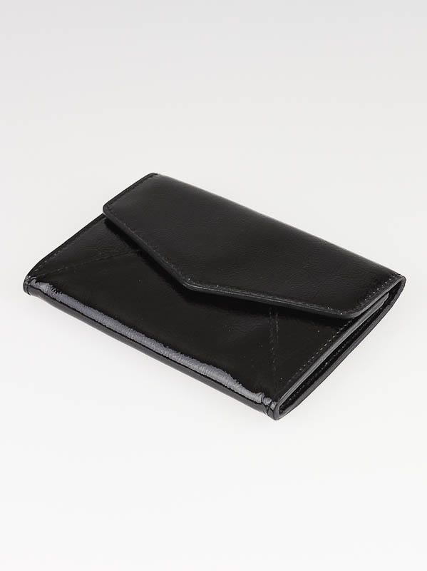 yuuuu　Yves Saint Laurent ブラック ケース Yves Saint Laurent Black Patent Leather Y-Mail Card Case