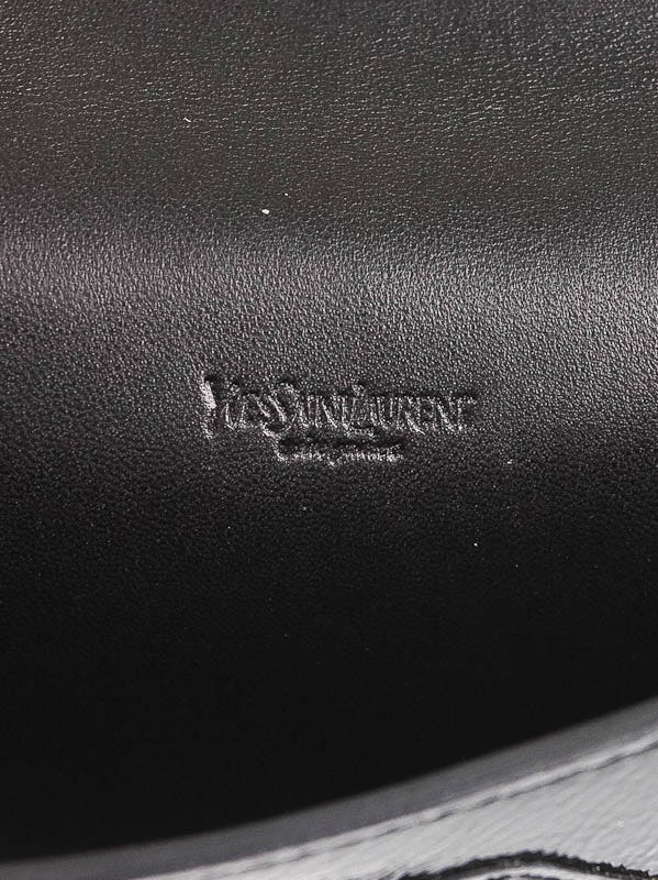 Yves Saint Laurent Black Patent Leather Y-Mail Card Case