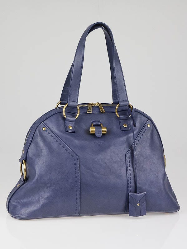 Yves Saint Laurent Blue Leather Large Muse Bag