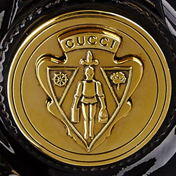 GUCCI Shoulder Bag Vintage crest charm Old Gucci leather black