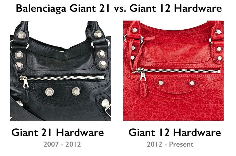 Balenciaga Giant 21 hardware vs. Giant 12 hardware on City bags